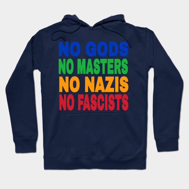 NO GODS - NO MASTERS - NO NAZIS - NO FASCISTS - MAGA KLUX KLAN - Double-sided Hoodie by SubversiveWare